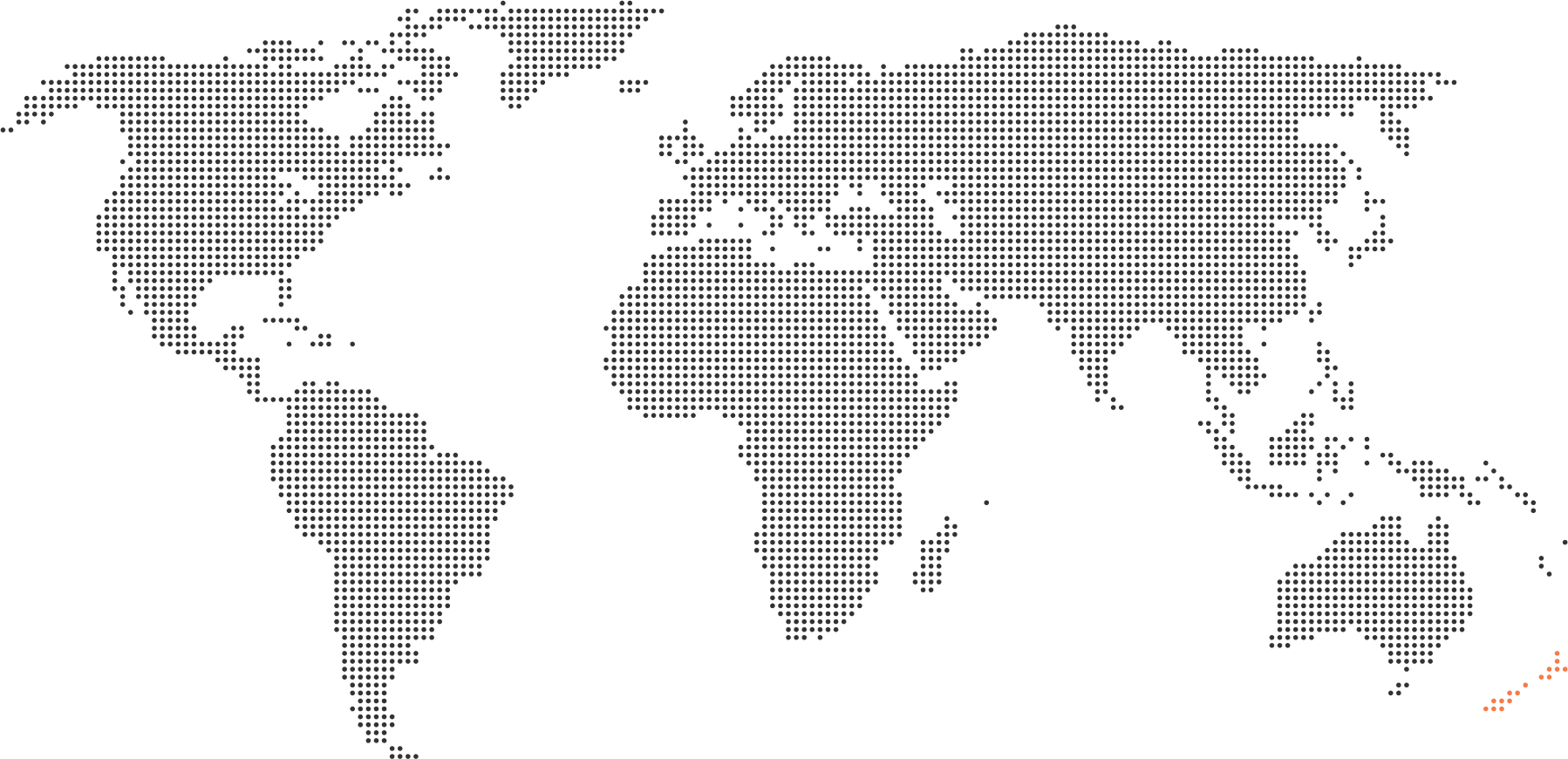 World map in a dot matrix layout